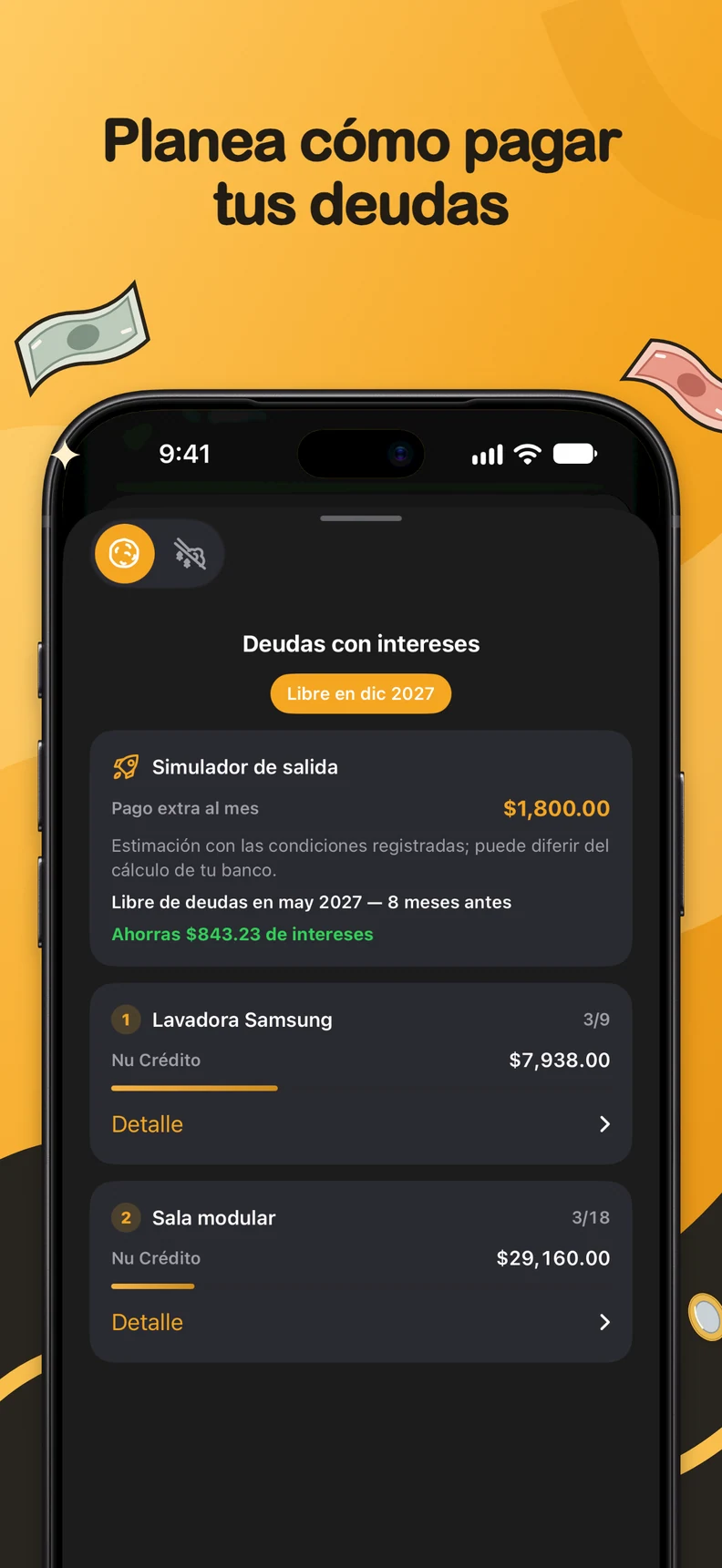 Simulador de liquidación de deudas