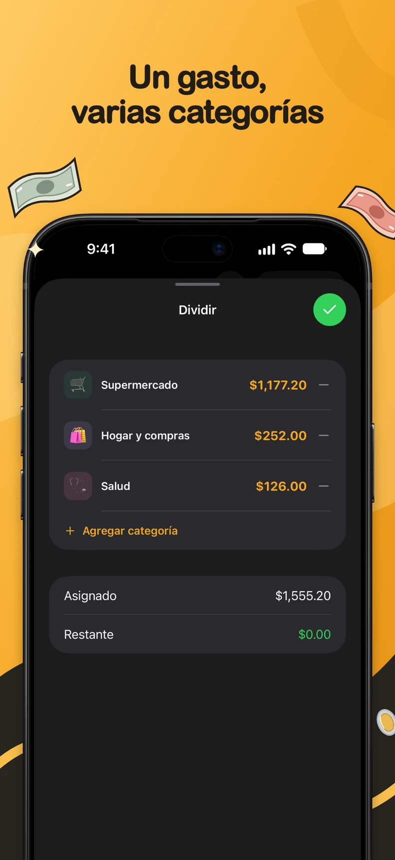 Dividir un gasto entre categorías