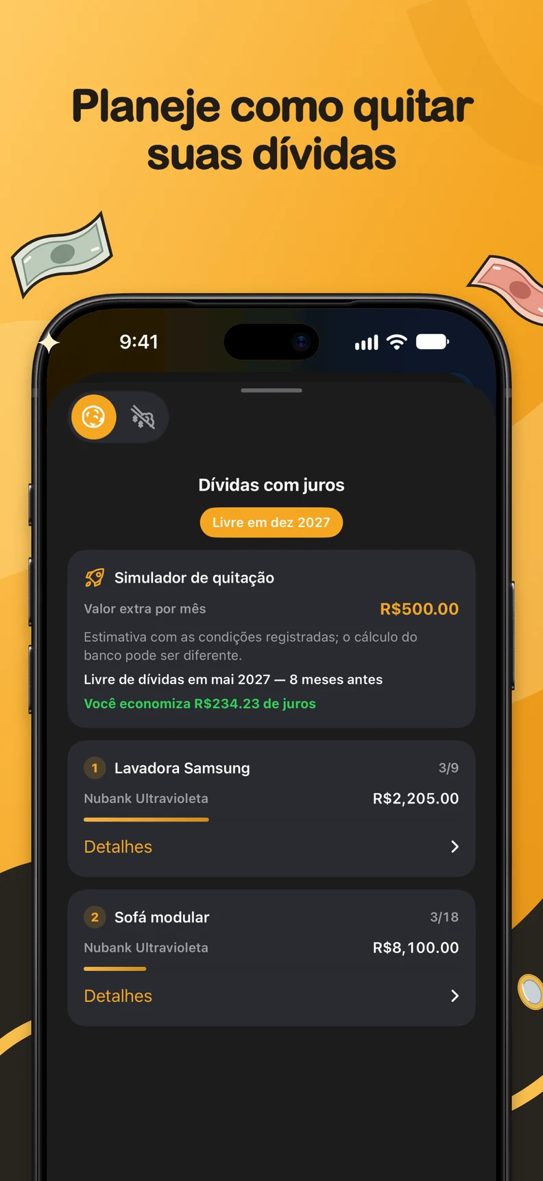 Simulador de quitação de dívidas